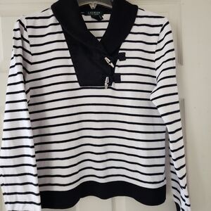 Lauren Ralph Lauren Black and White Striped Sweater